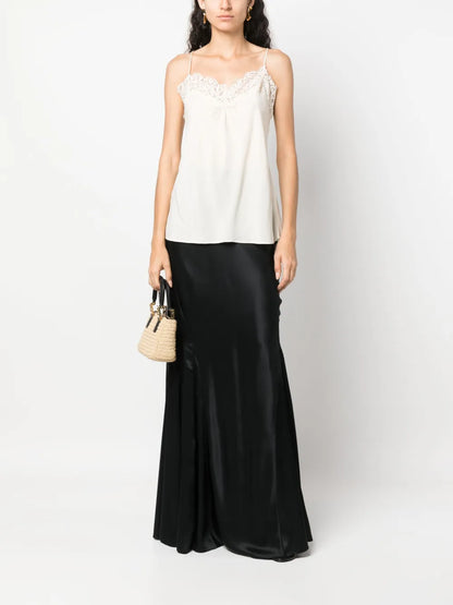 Lace-Trim Ruched Tank Top