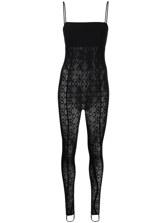 Patterned-Intricate Sheer Jumpsuit