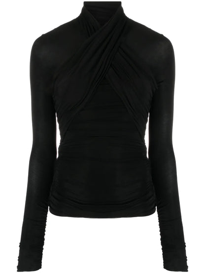 Semi-Sheer Roll-Neck T-Shirt