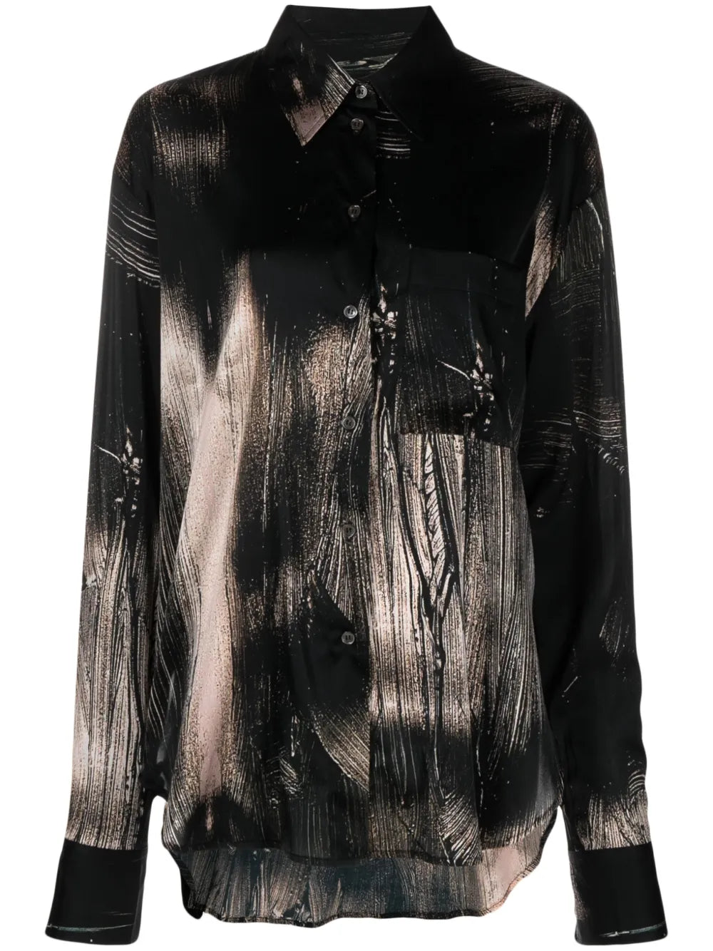 Abstract-Pattern Print Long-Sleeve Shirt