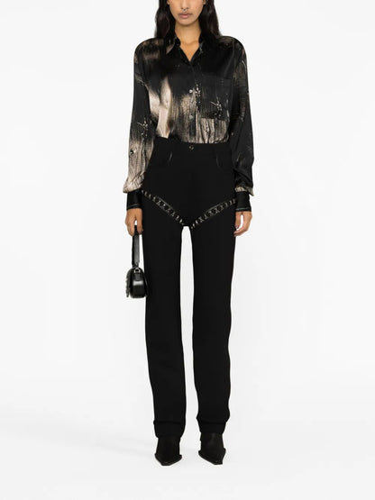 Abstract-Pattern Print Long-Sleeve Shirt