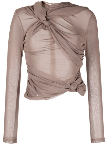 Knot-Detail Long-Sleeve Top