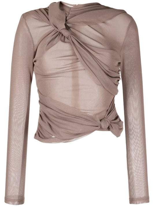 Knot-Detail Long-Sleeve Top