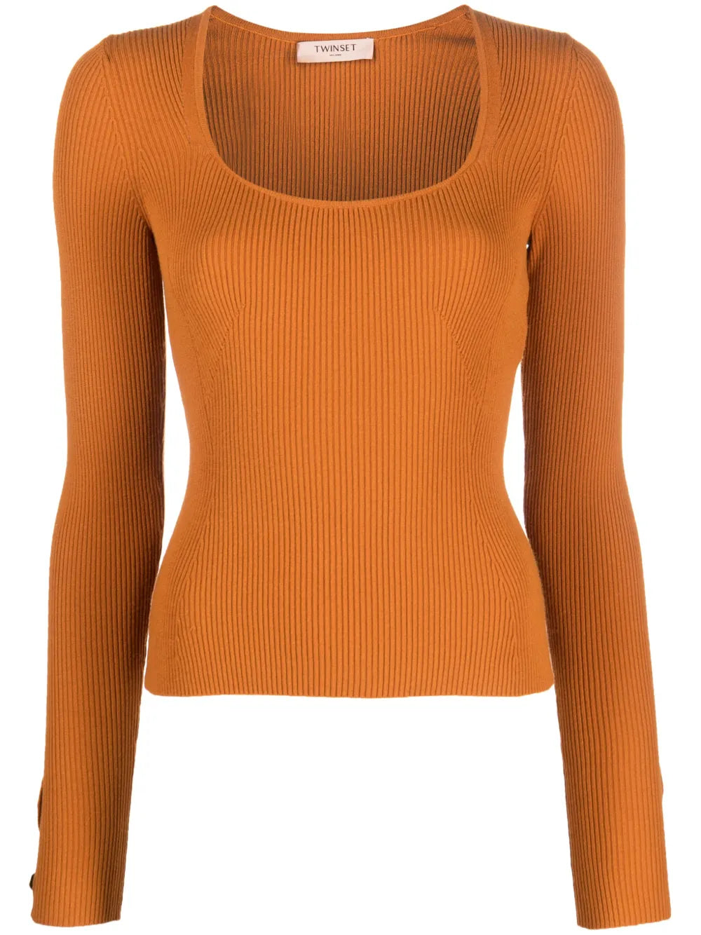 Scoop-Neck Ribbed-Knit Top