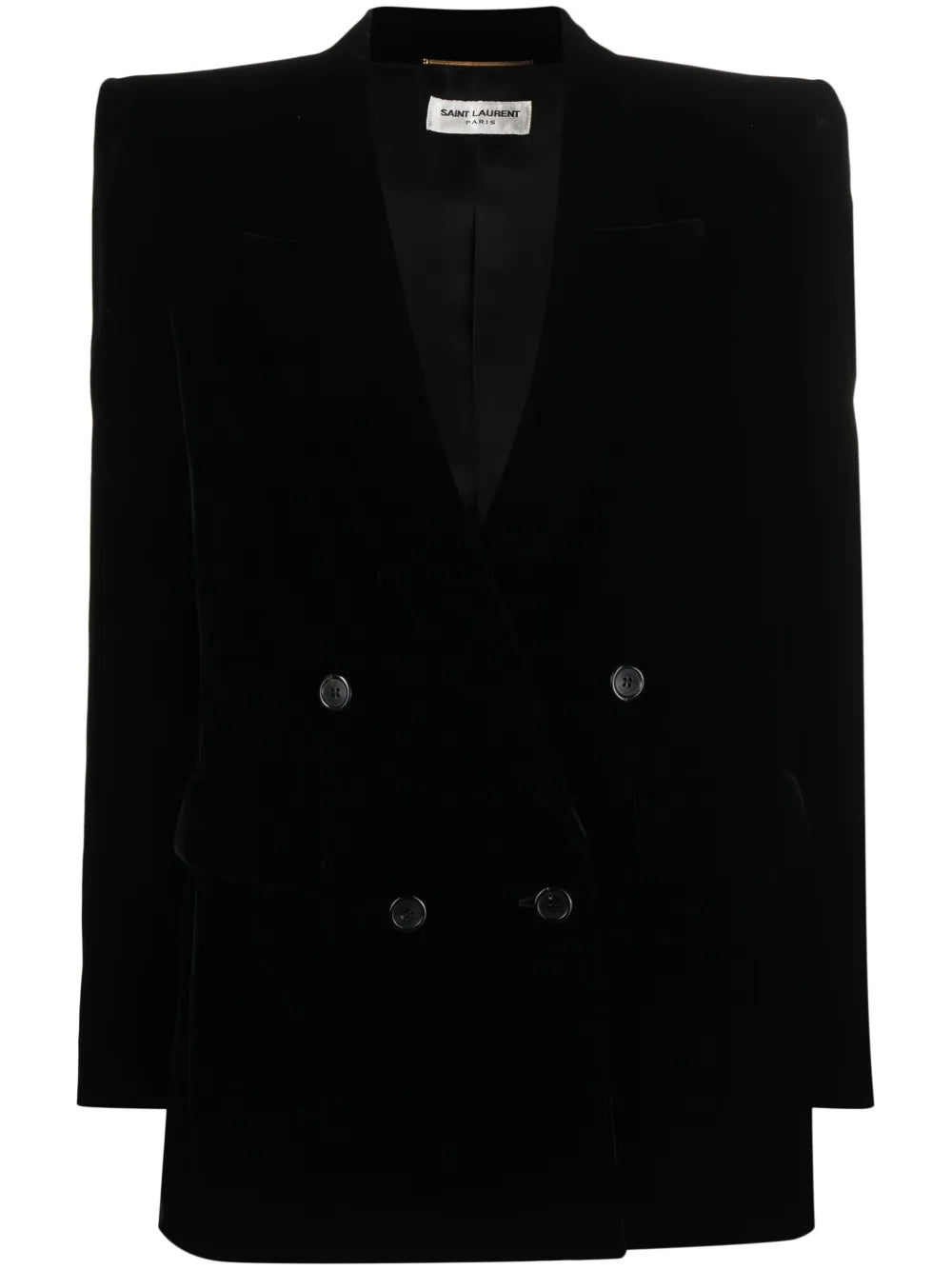 Velvet-Finish Peak-Lapels Blazer