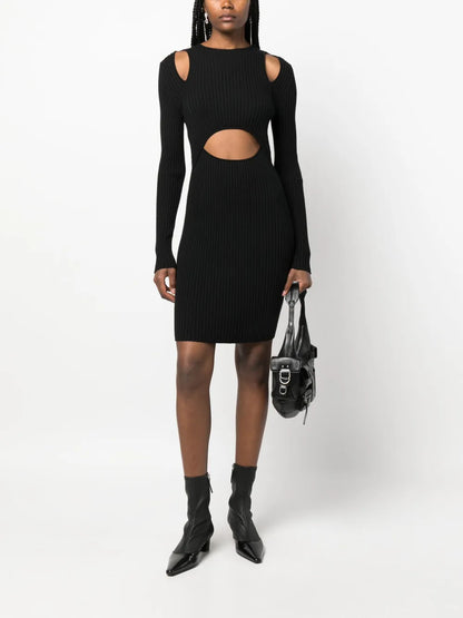 Contoured Ribbed-Knit Minidress