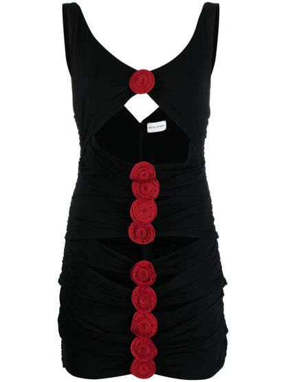 Rose-Appliqué Minidress