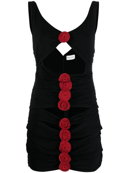 Rose-Appliqué Minidress