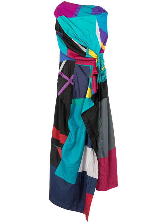 Geometric-Print Asymmetric Dress
