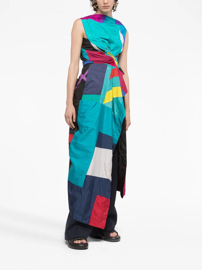 Geometric-Print Asymmetric Dress