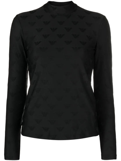 Logo-Jacquard High-Neck T-Shirt