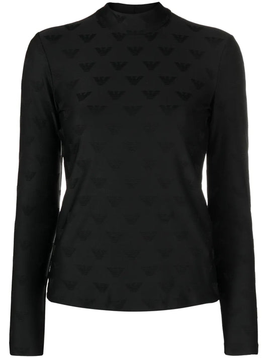 Logo-Jacquard High-Neck T-Shirt