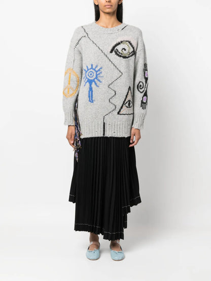 Asymmetric-Hem Pleated Maxi Skirt