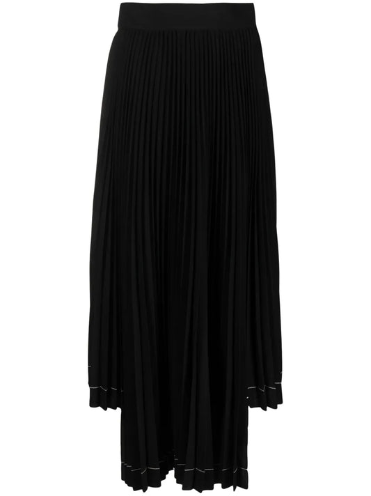 Asymmetric-Hem Pleated Maxi Skirt