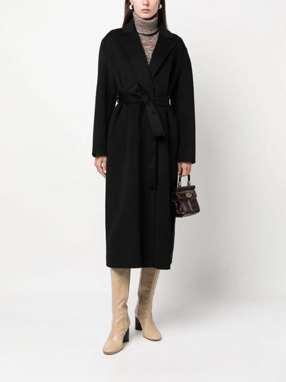 Belted-Waist Cashmere Midi Coat