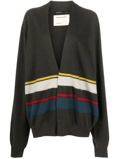 Stripe-Pattern Cashmere Cardigan