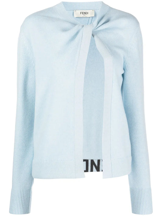 Twist-Detail Open-Front Cardigan