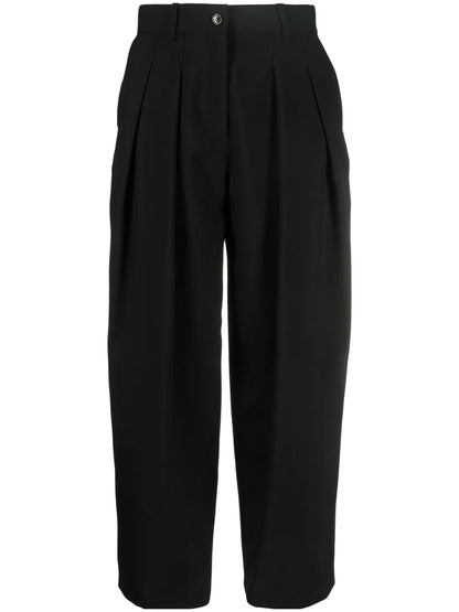 Pleat-Detail Cropped Trousers