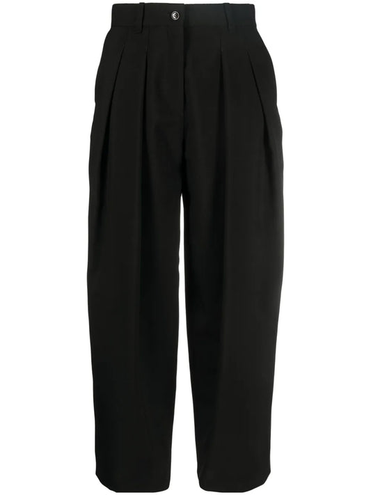 Pleat-Detail Cropped Trousers