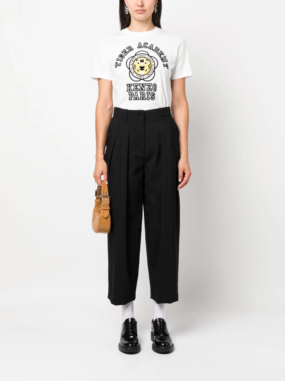 Pleat-Detail Cropped Trousers
