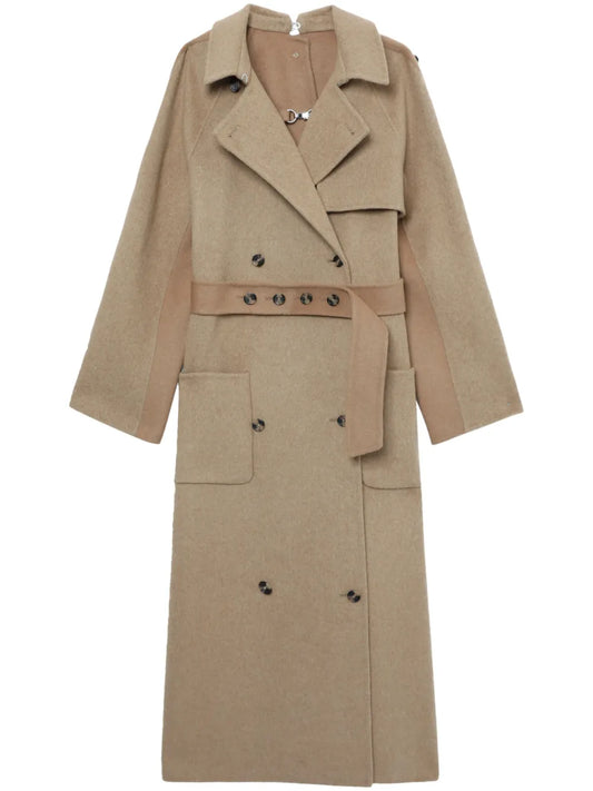 Button-Detail Double-Breasted Maxi Coat