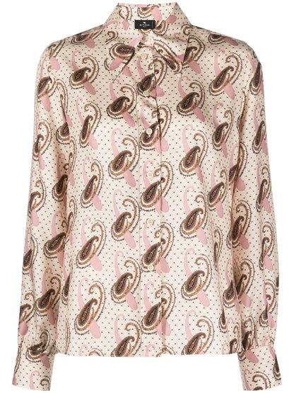 Paisley-Print Silk Shirt