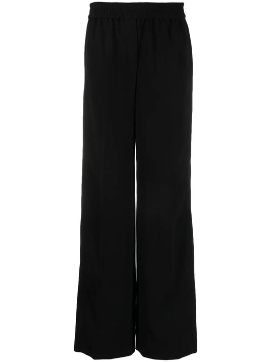 Wide-Leg Twill-Weave Trousers