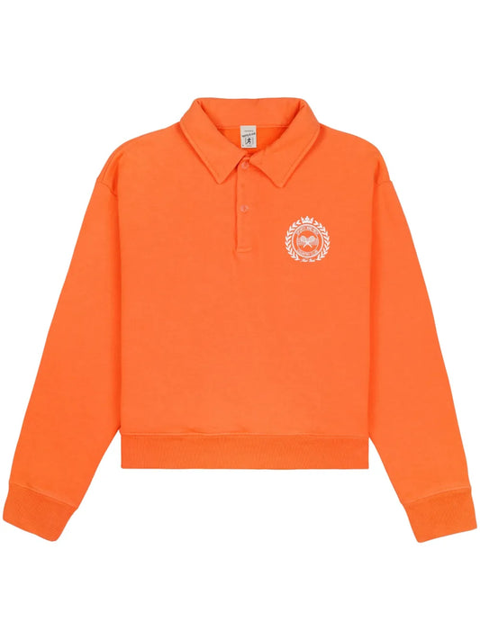 Logo-Print Polo-Collar Sweatshirt