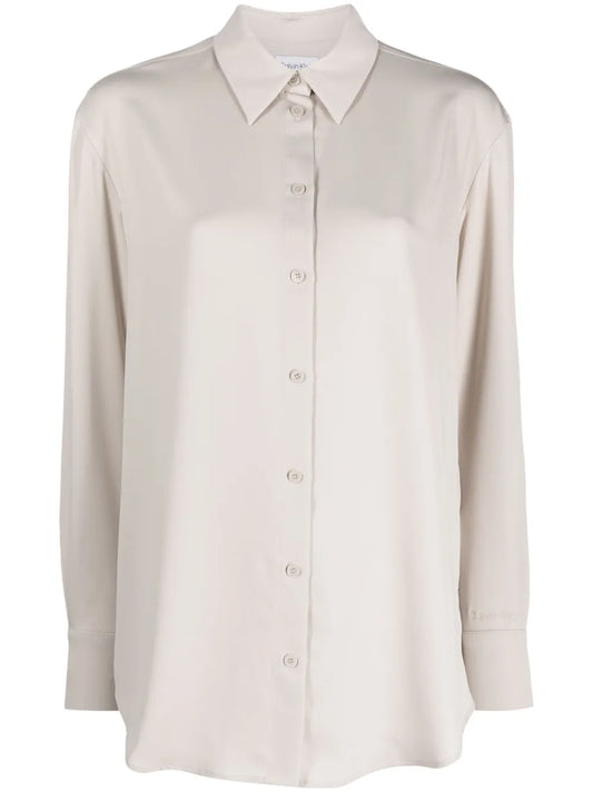 Straight-Point Collar Long-Sleeve Shirt