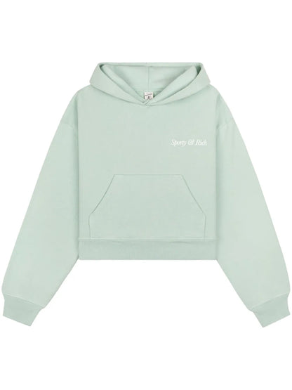 Logo-Embroidered Cropped Hoodie