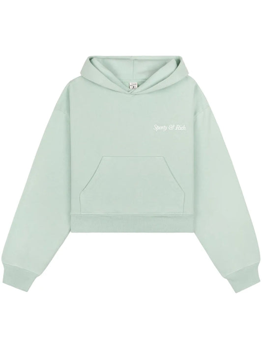 Logo-Embroidered Cropped Hoodie