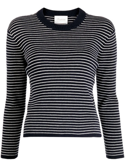 Striped Wool-Blend Knit Top