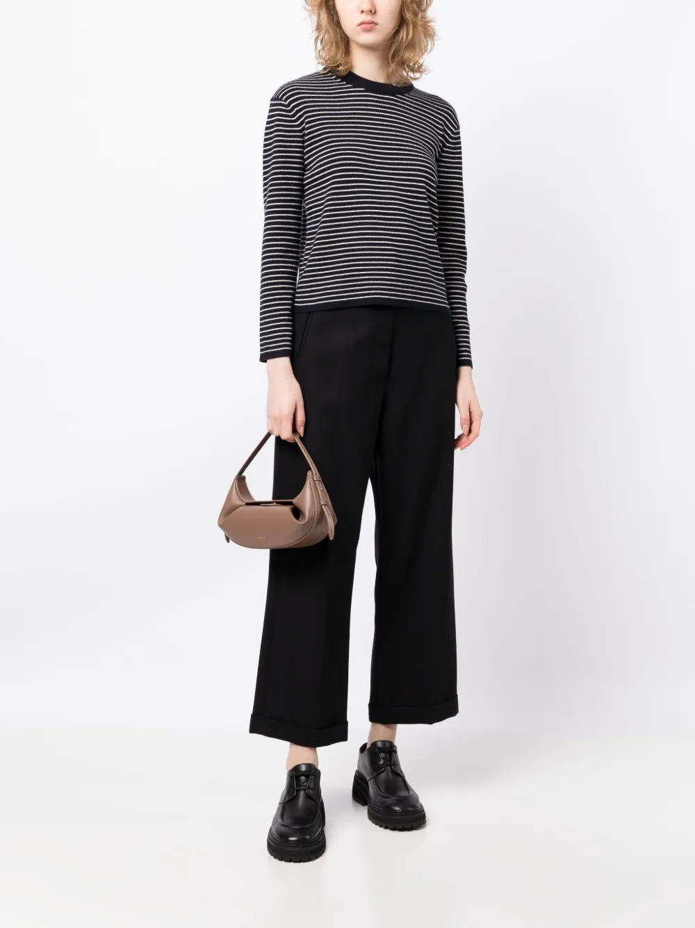 Striped Wool-Blend Knit Top