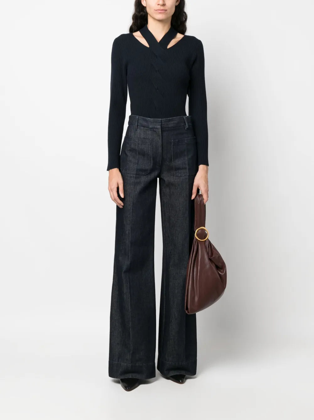 Cut-Out Cable-Knit Detail Jumper