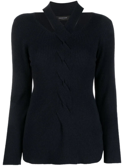 Cut-Out Cable-Knit Detail Jumper