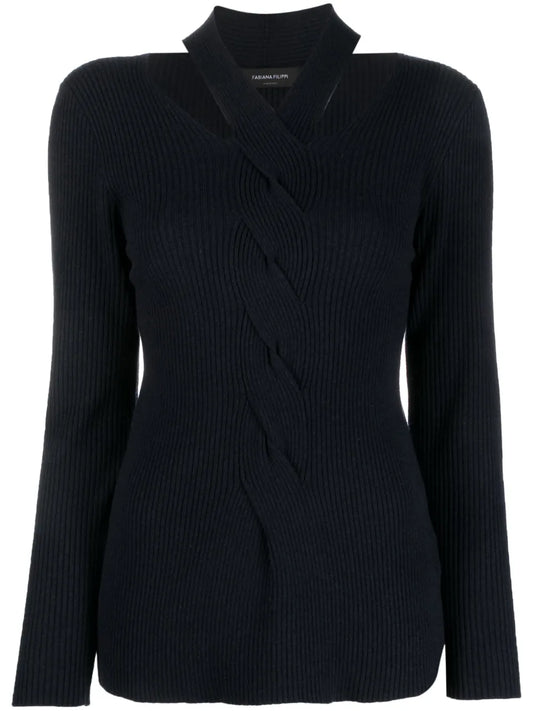Cut-Out Cable-Knit Detail Jumper