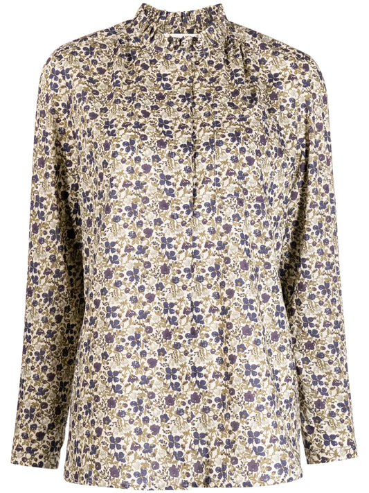Floral-Print Cotton Blouse