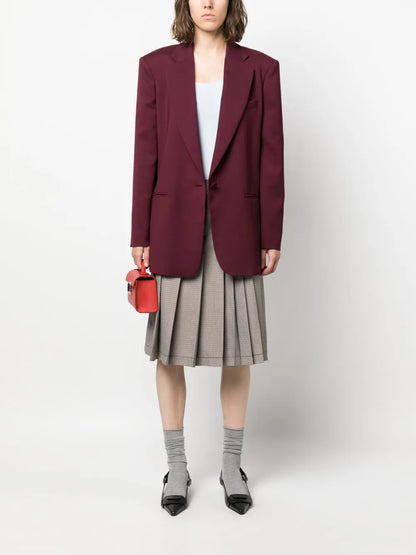 Check-Print Pleated Midi Skirt