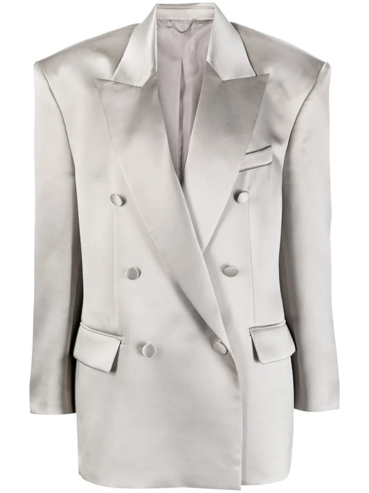Double-Breasted Silk Blazer