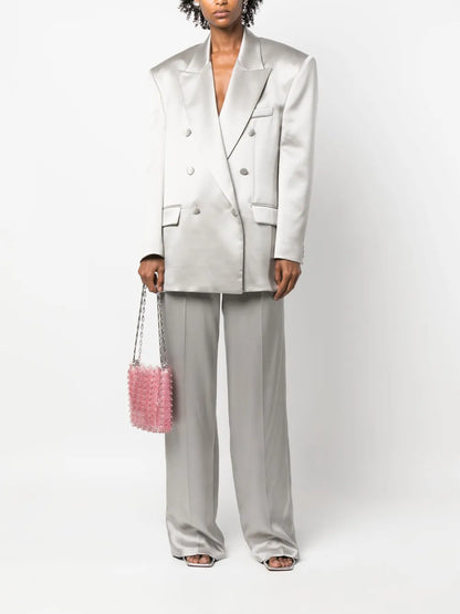 Double-Breasted Silk Blazer