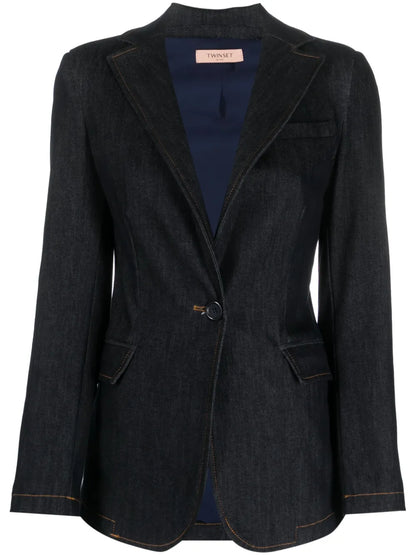 Single-Breasted Cotton-Blend Blazer