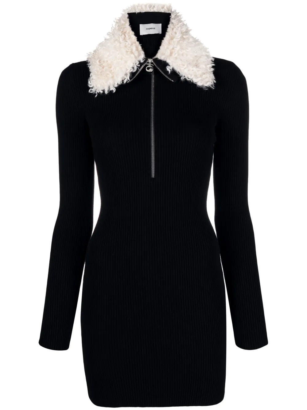 Faux-Fur Collar Mini Dress