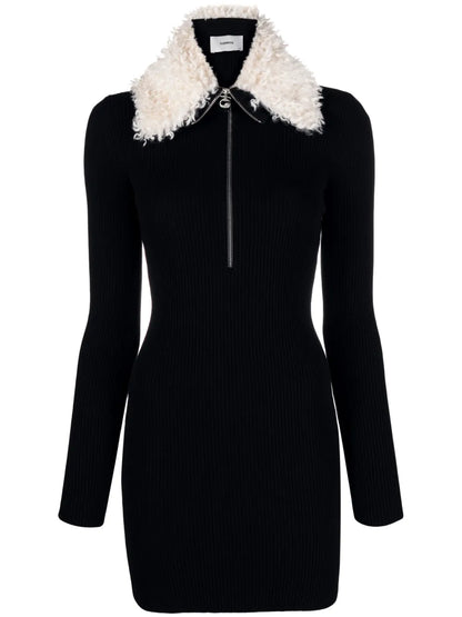 Faux-Fur Collar Mini Dress