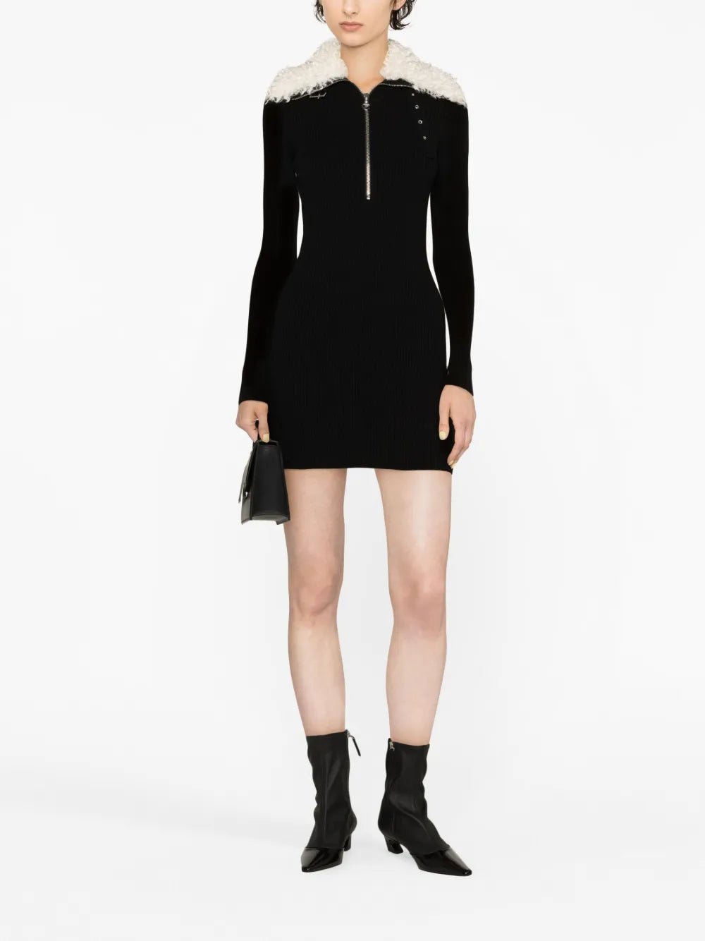 Faux-Fur Collar Mini Dress