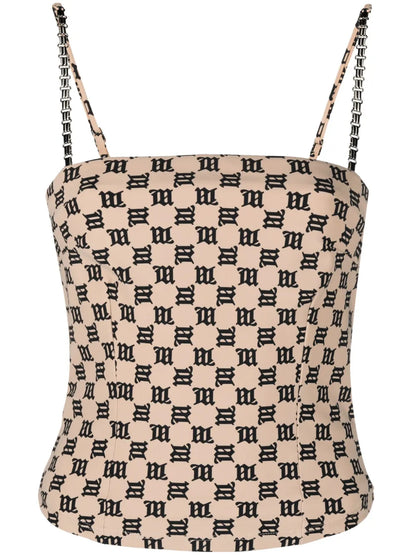 Chain-Embellished Monogram Top