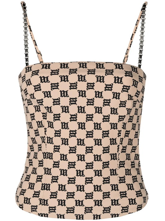 Chain-Embellished Monogram Top