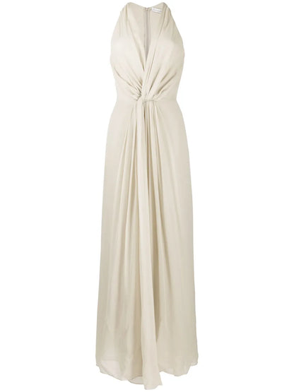 Knot-Detail Silk Long Dress