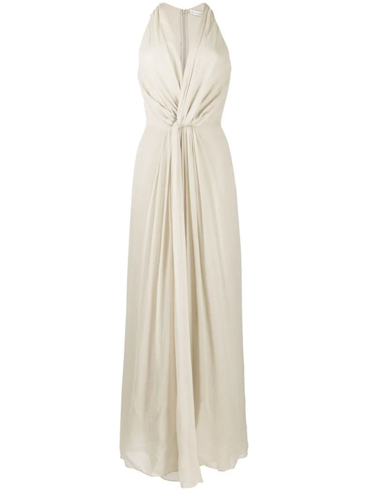 Knot-Detail Silk Long Dress
