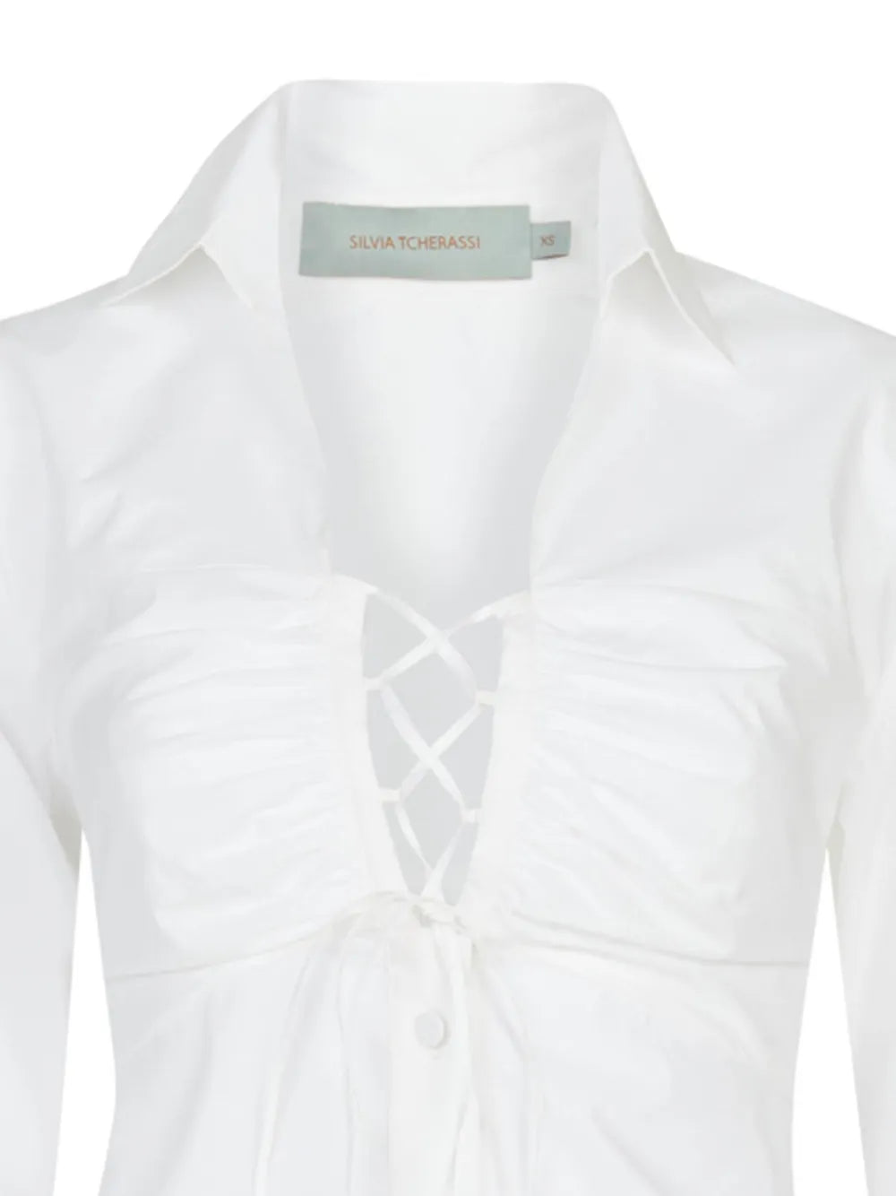 Dileta Ruched Lace-Up Blouse
