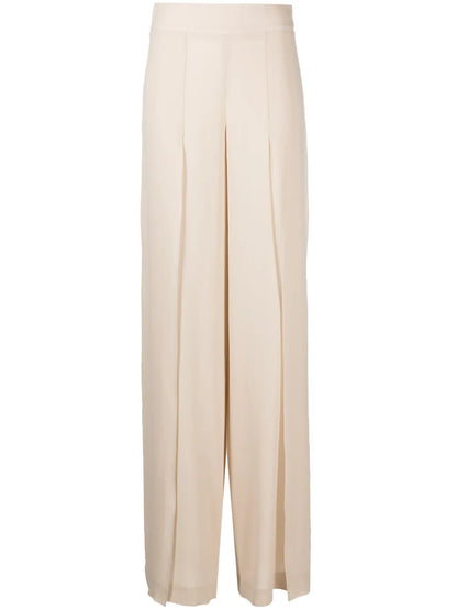 Side-Slit Layered Silk Trousers
